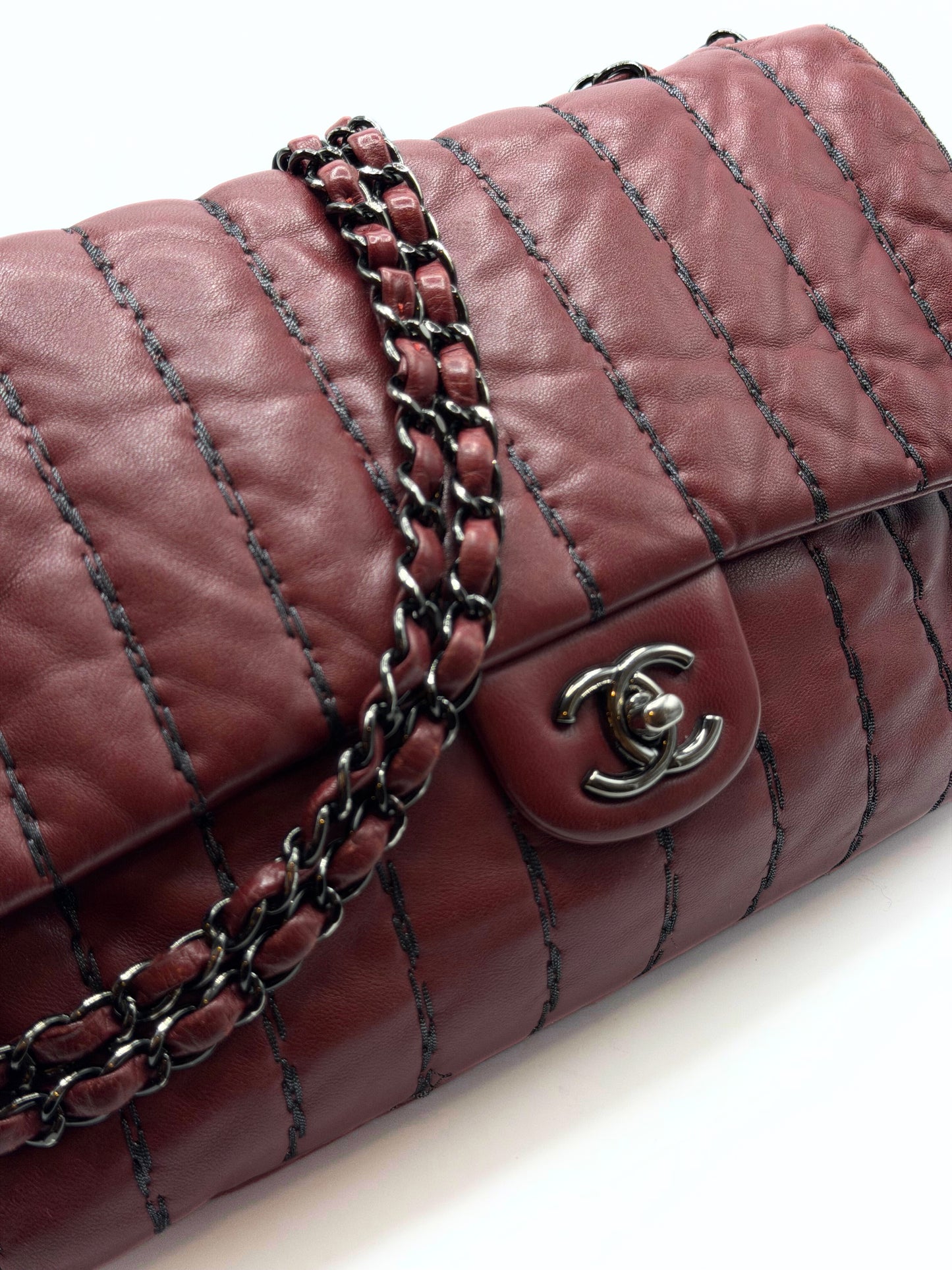 CHANEL | Jumbo Flap with Stitches Bordeaux