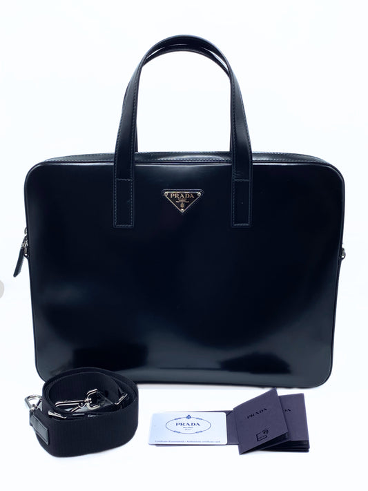 PRADA | Triangle Logo Leather Work Bag