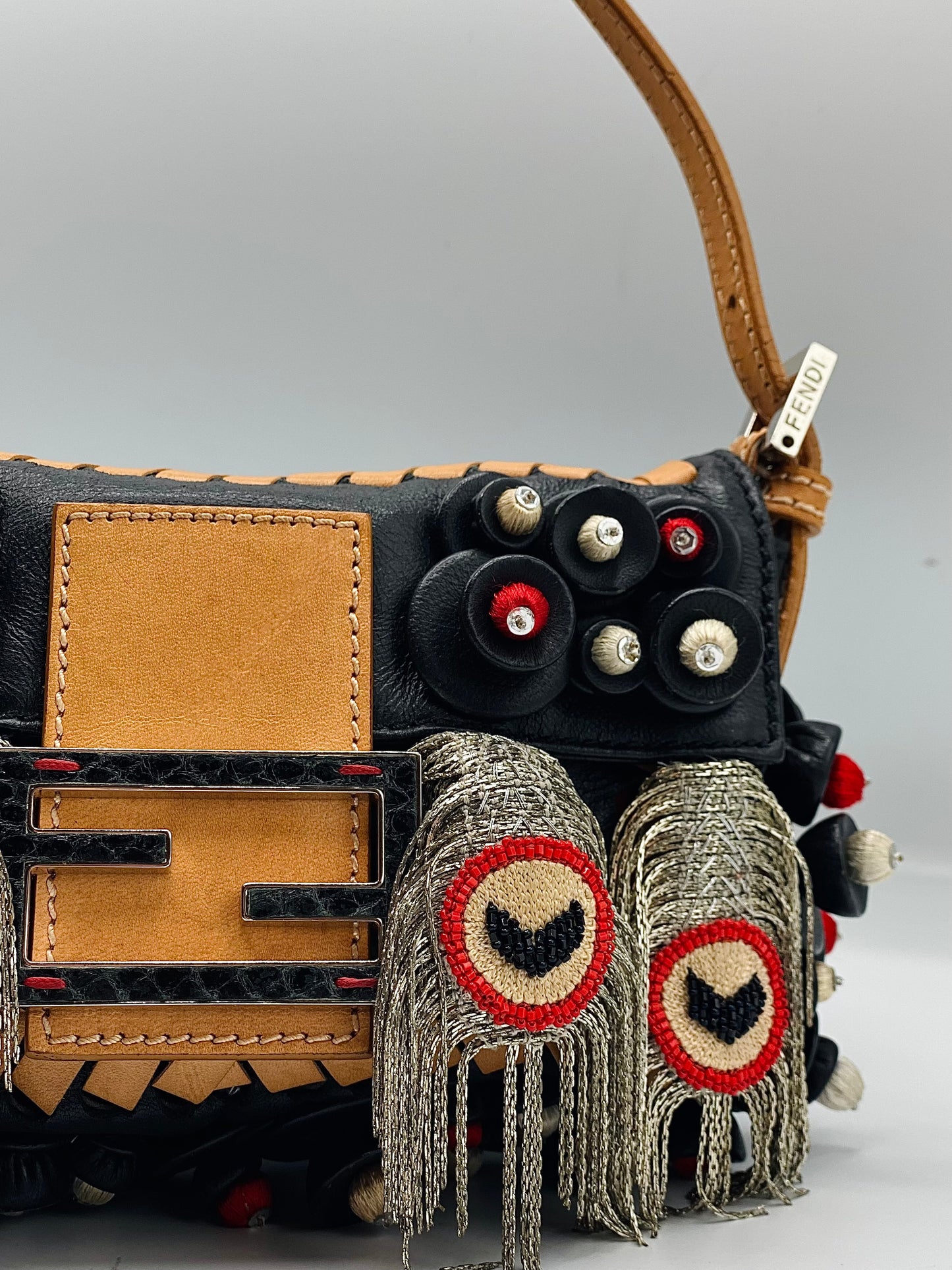 FENDI | Baguette Black Embellished Micro
