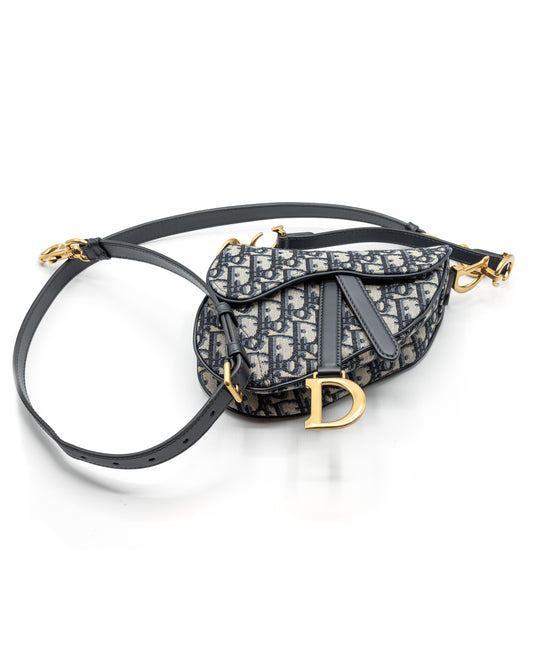 DIOR | Saddle Mini Shoulder Bag Blue Oblique Jacquard
