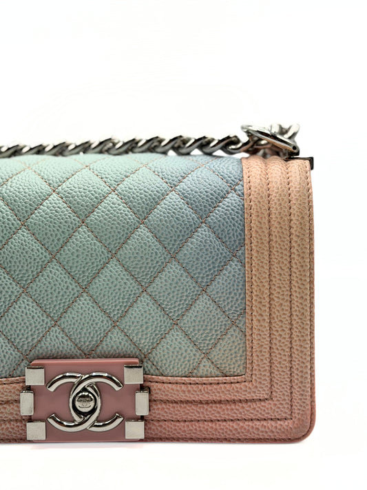 CHANEL | Small Boy Rainbow Flap Bag Caviar Silver Hardware