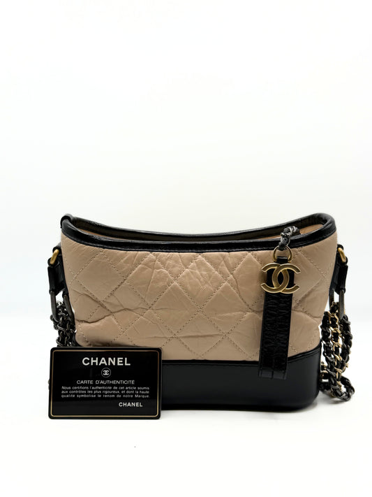 CHANEL | Gabrielle Small Hobo Bag in Beige & Black