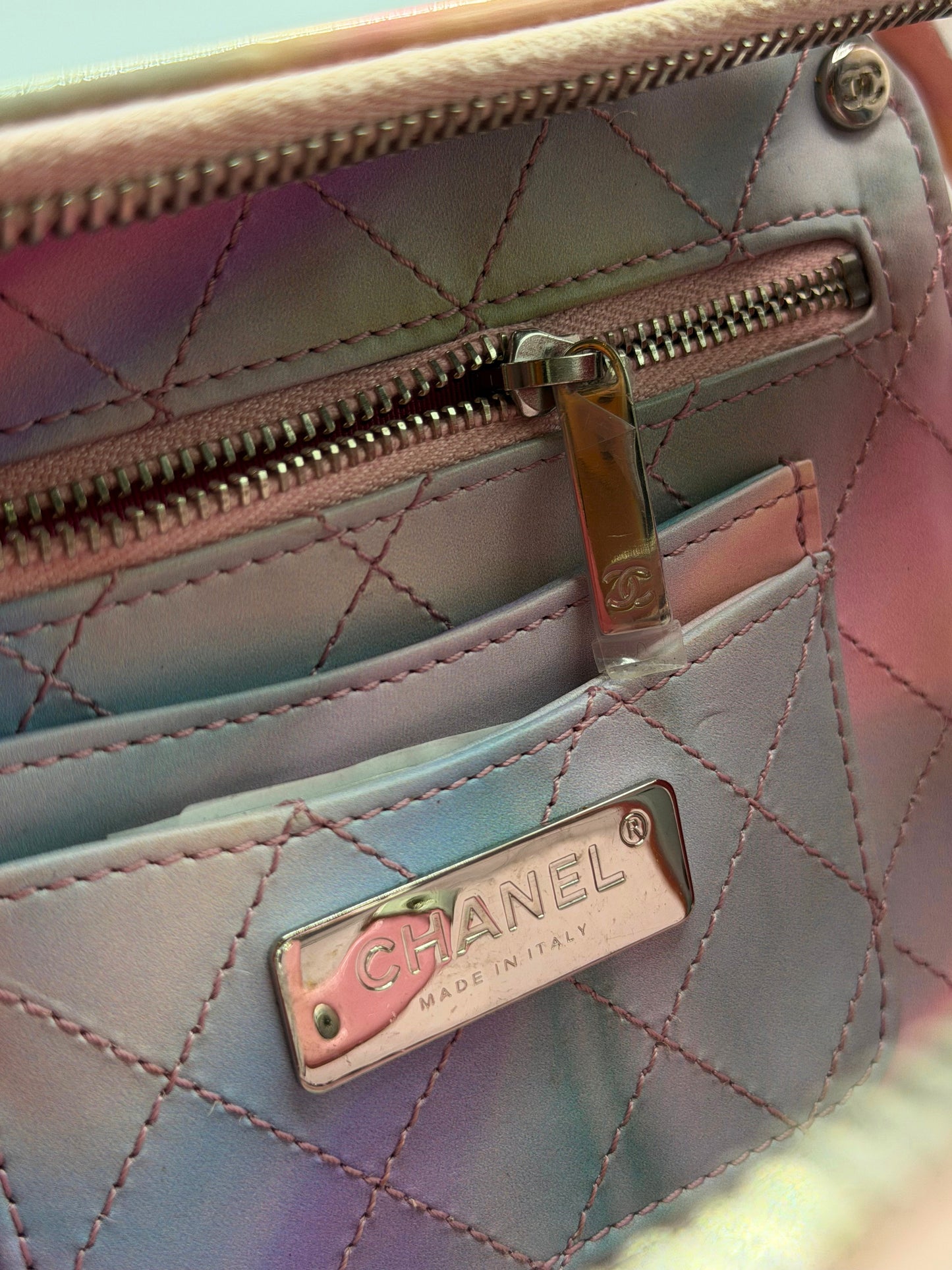 CHANEL | 20C Iridescent Rainbow Filigree PVC CC Vanity Case