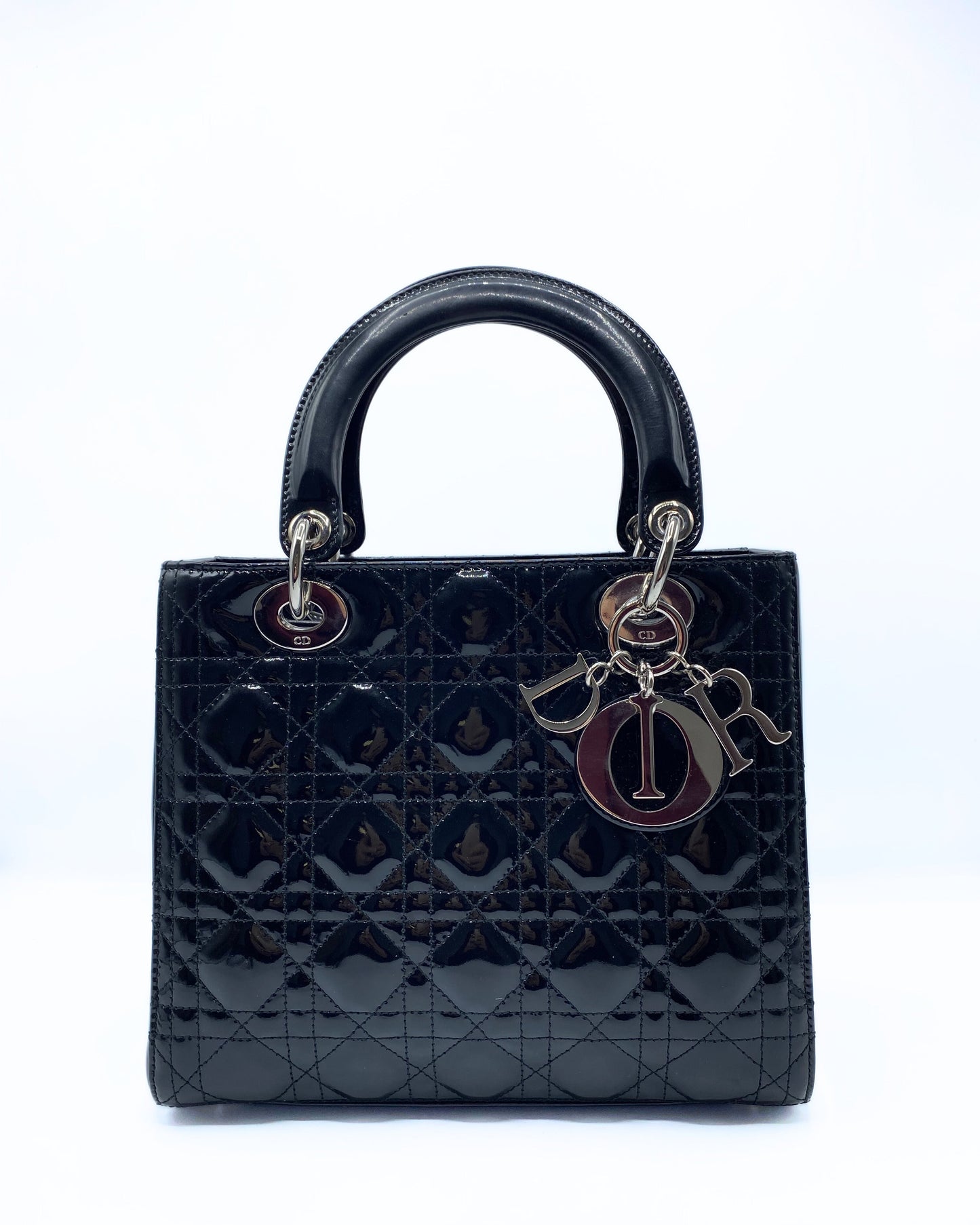 DIOR | Lady Dior Medium Black Pattent Leather