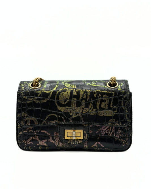 CHANEL | Graffiti Crocodile-Embossed Reissue 2.55 Mini Flap Bag