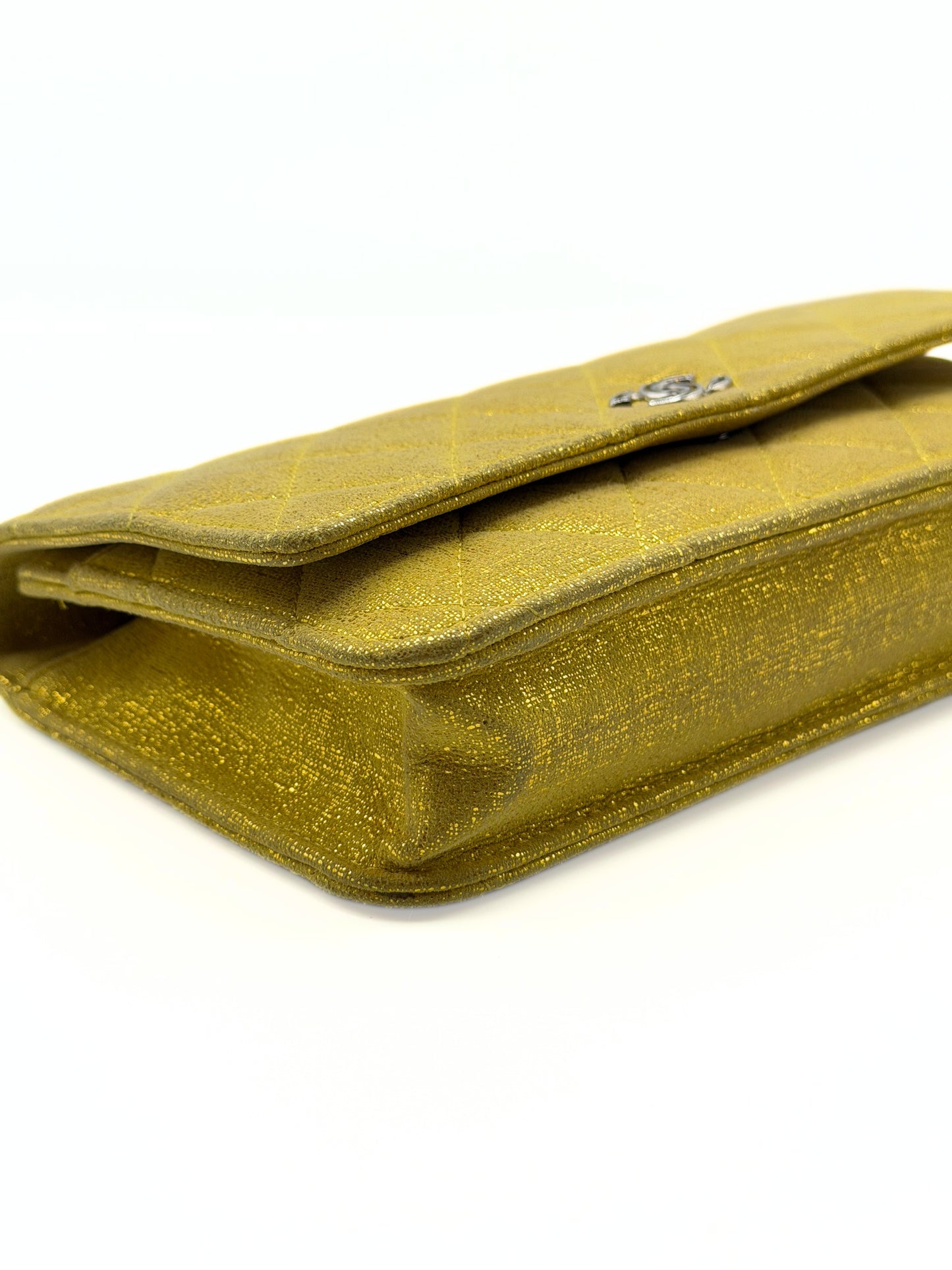 CHANEL | Wallet On Chain Metallic Gold Fabric