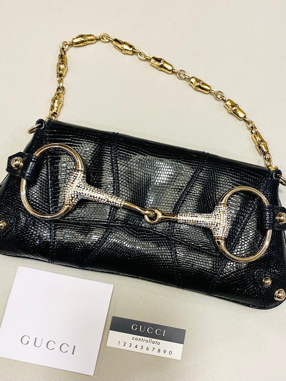GUCCI | Horsebit Exotic Black Lizard Skin