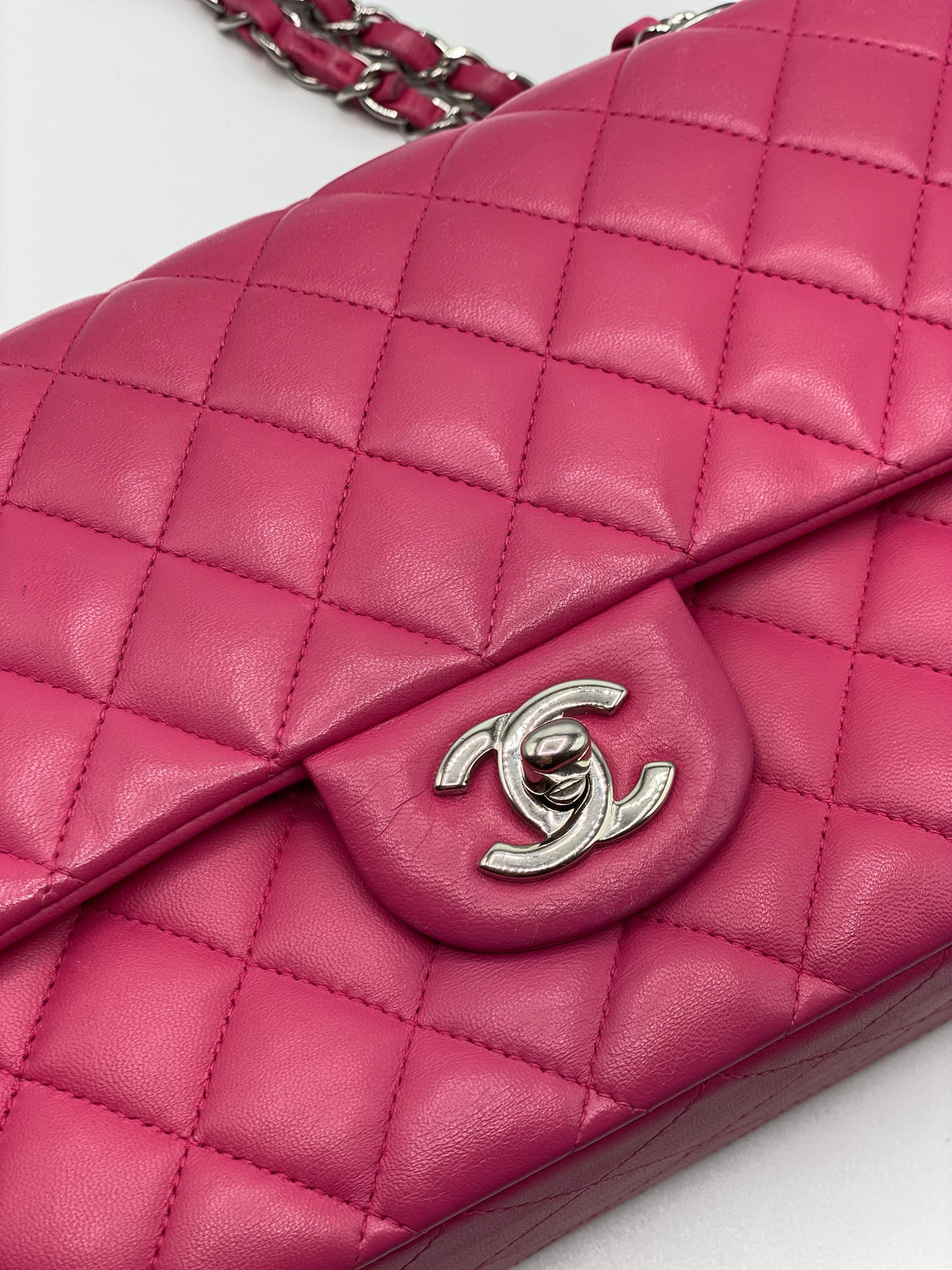 CHANEL| Classic Medium Double Flap in Pink Lambskin Leather