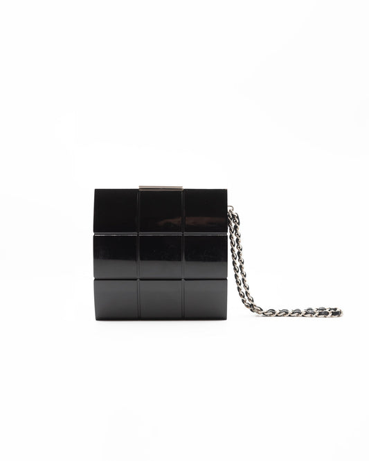 CHANEL |  Black Lucite Minaudiere Clutch / Chain Cuff Spring 2002 Collectible