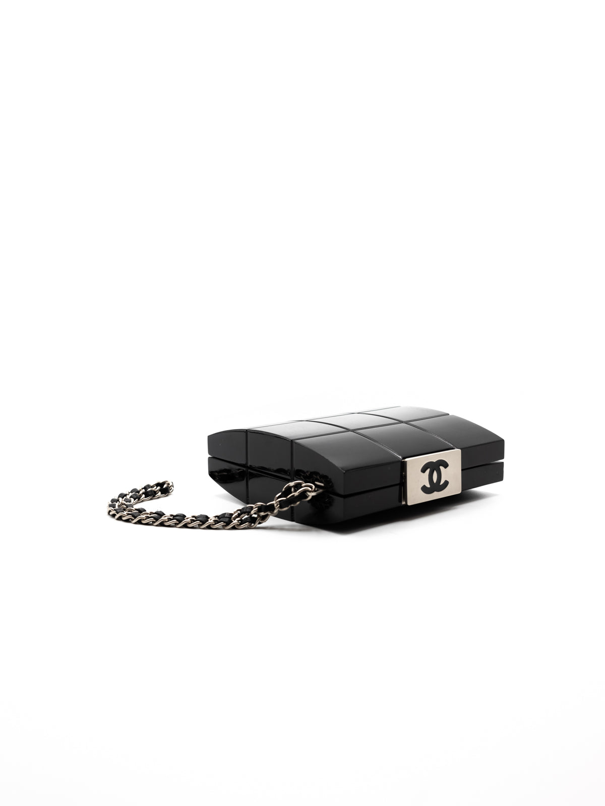 CHANEL |  Black Lucite Minaudiere Clutch / Chain Cuff Spring 2002 Collectible