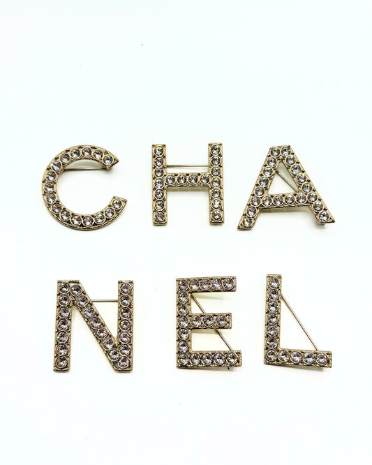 CHANEL | Crystal Letter Set Brooches