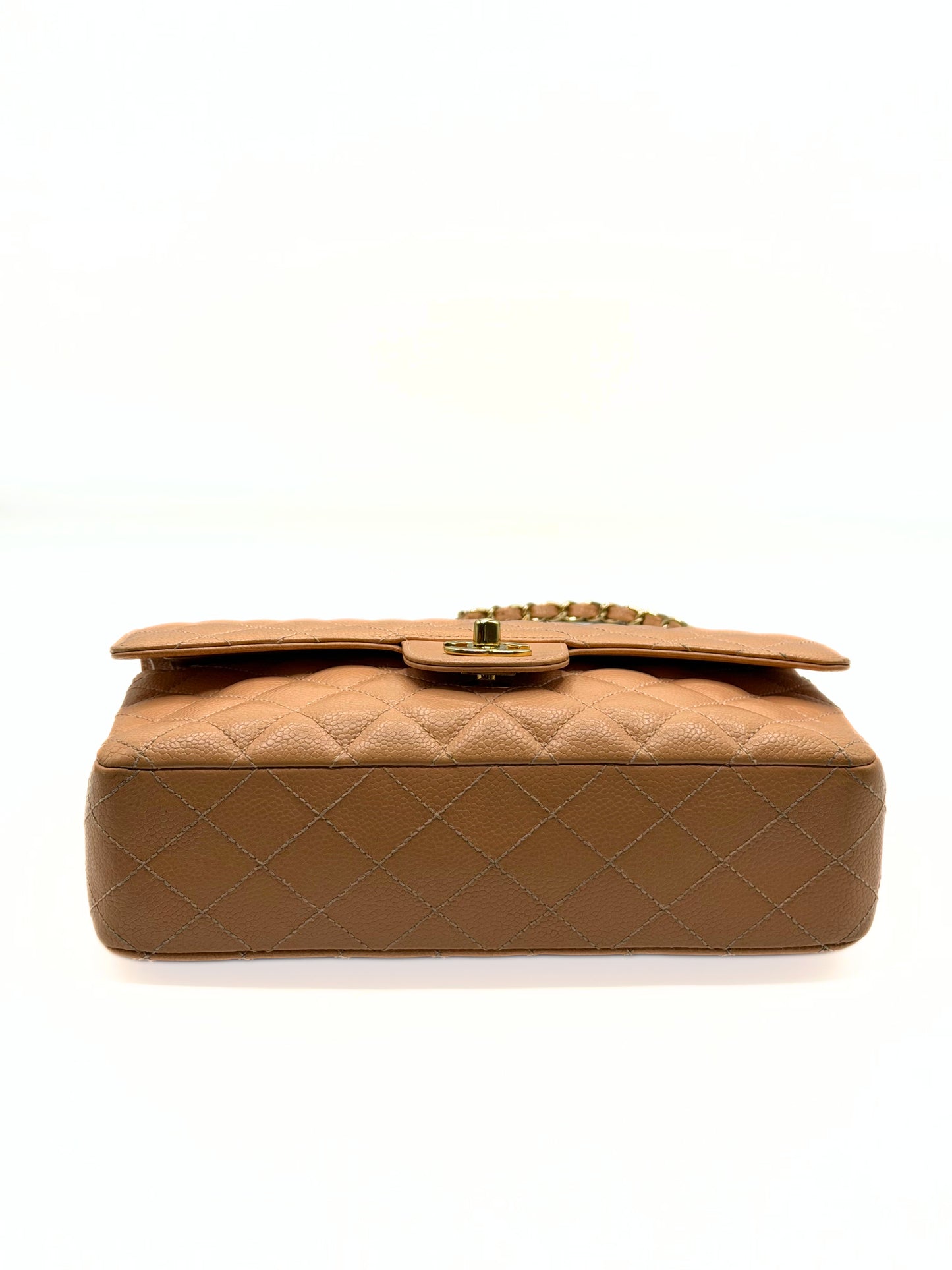 CHANEL | Vintage Classic Medium Double Flap Bag  Peach Caviar Leather