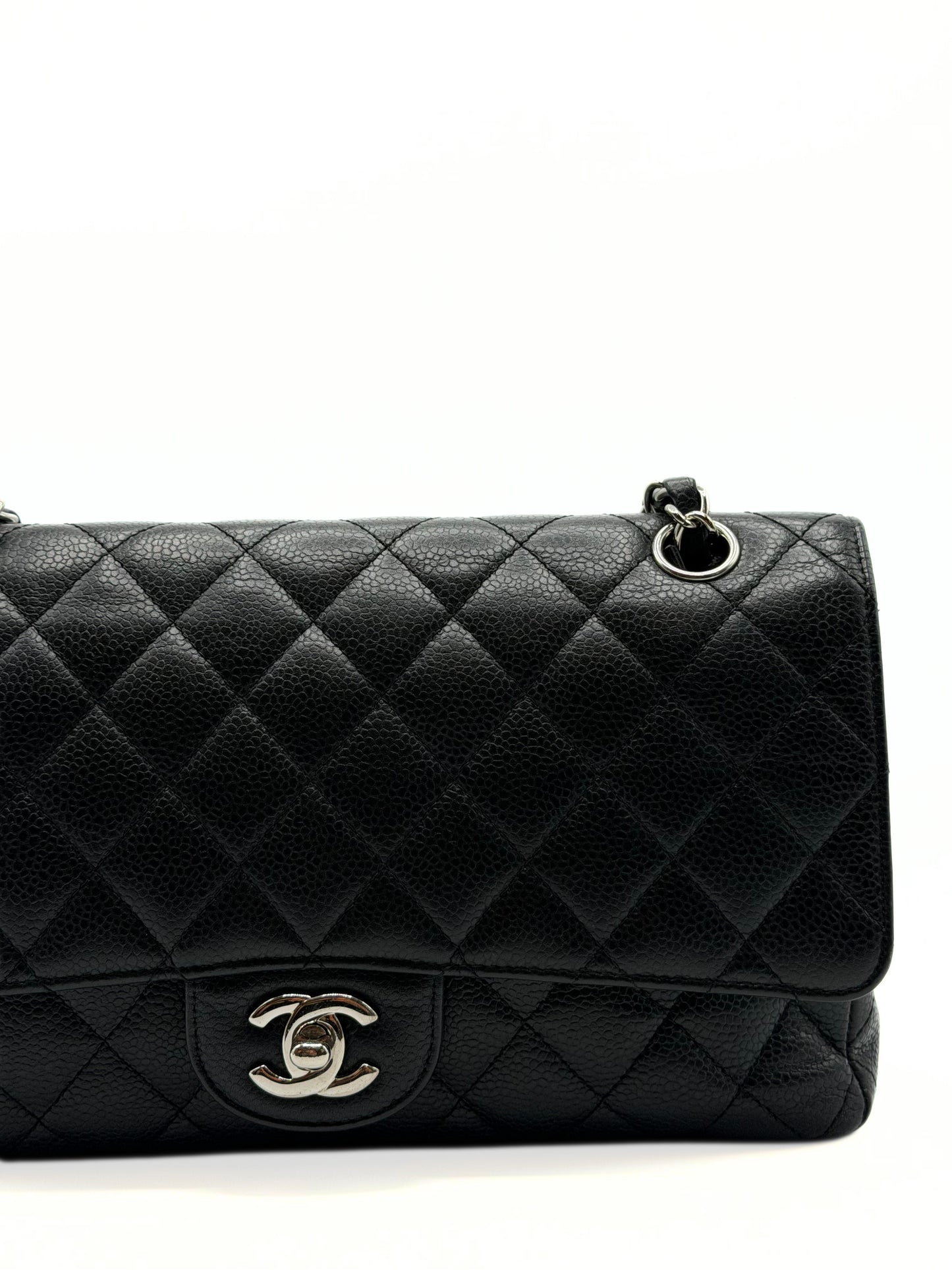 CHANEL | Medium Classic Double Flap Bag Black Caviar & Silver Hardware