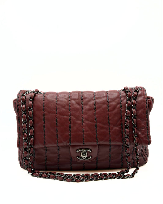 CHANEL | Jumbo Flap with Stitches Bordeaux