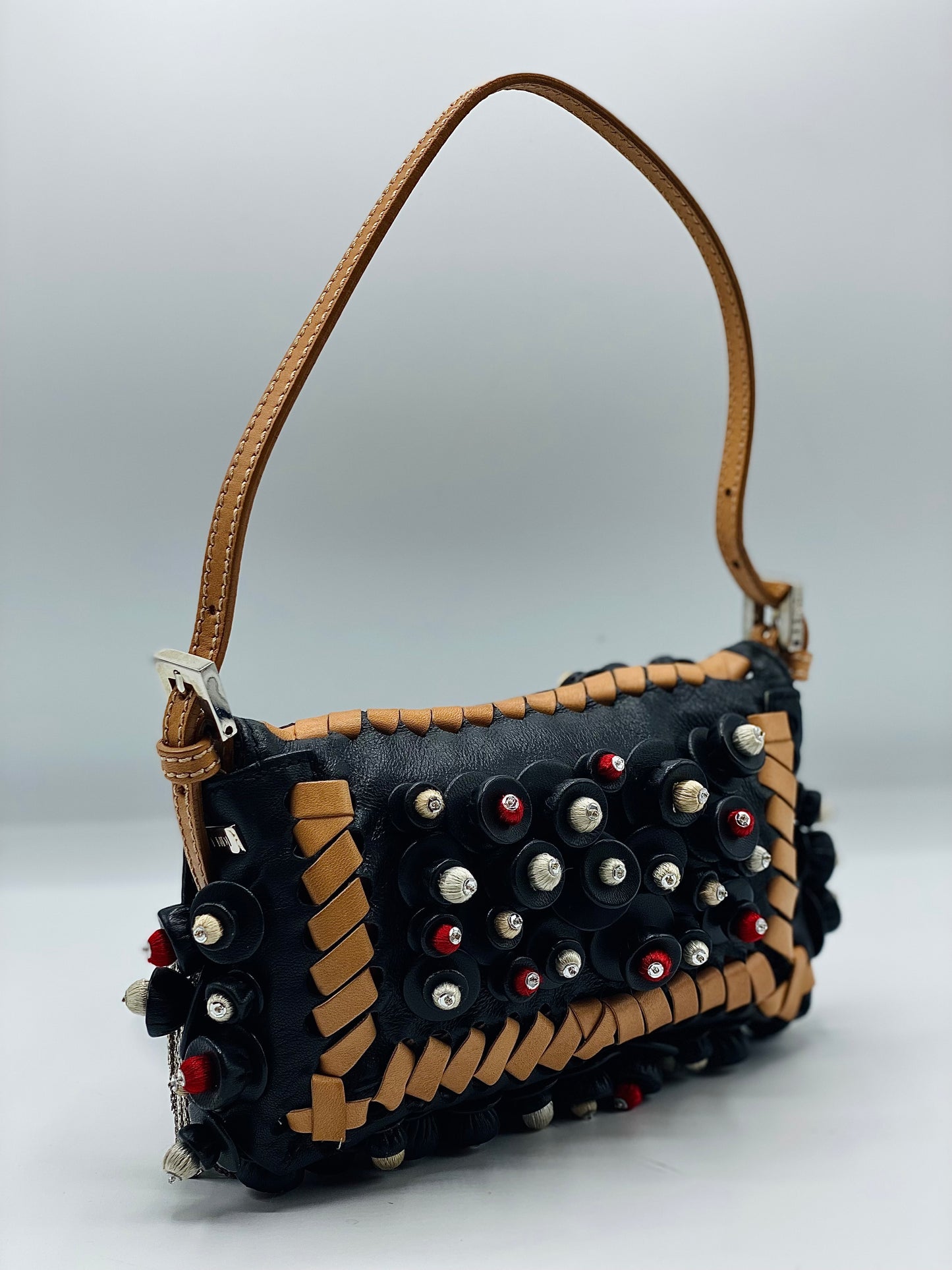 FENDI | Baguette Black Embellished Micro