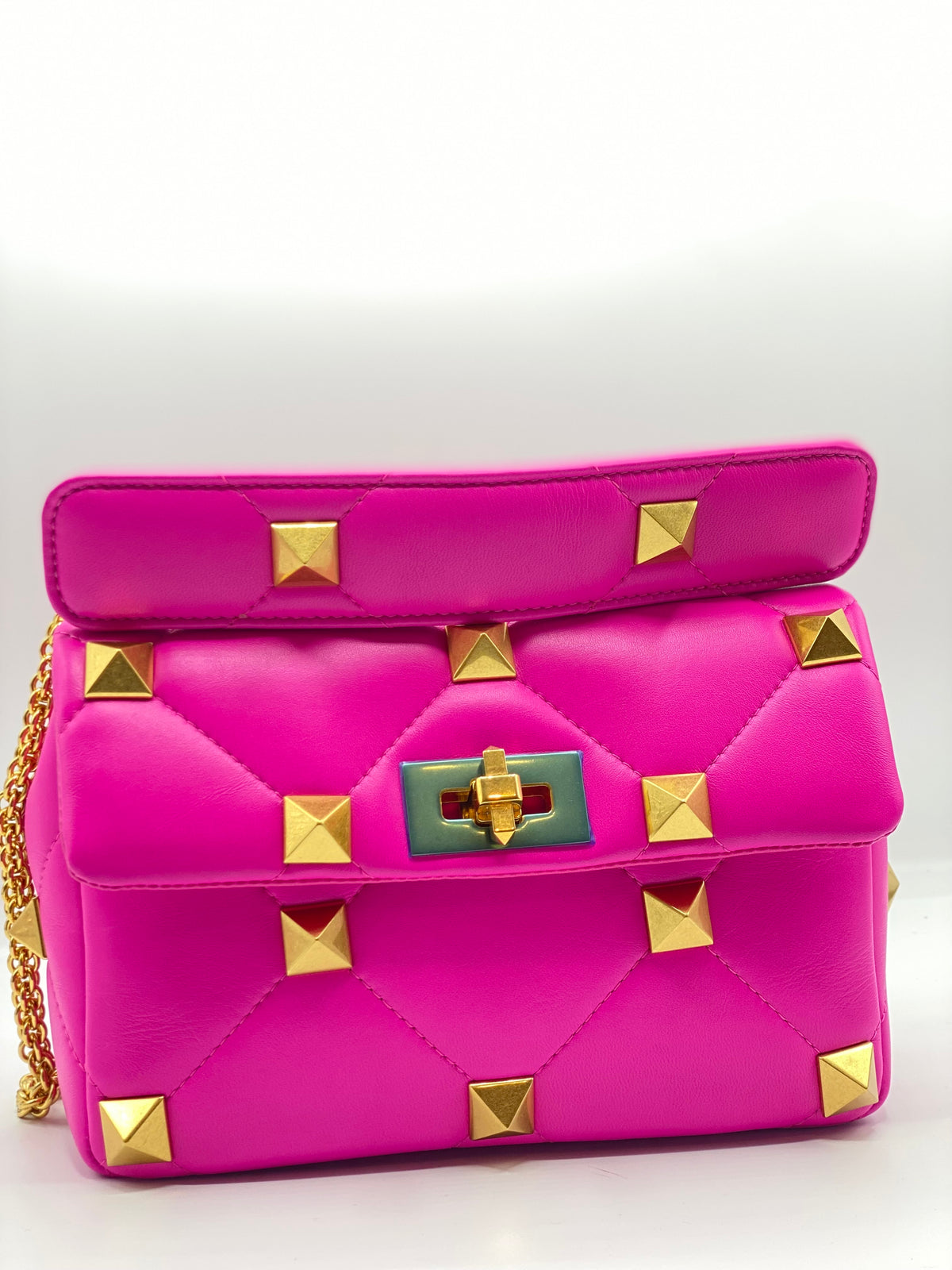 VALENTINO | Medium Fuchsia  Bag Roman Stud In Nappa Leather