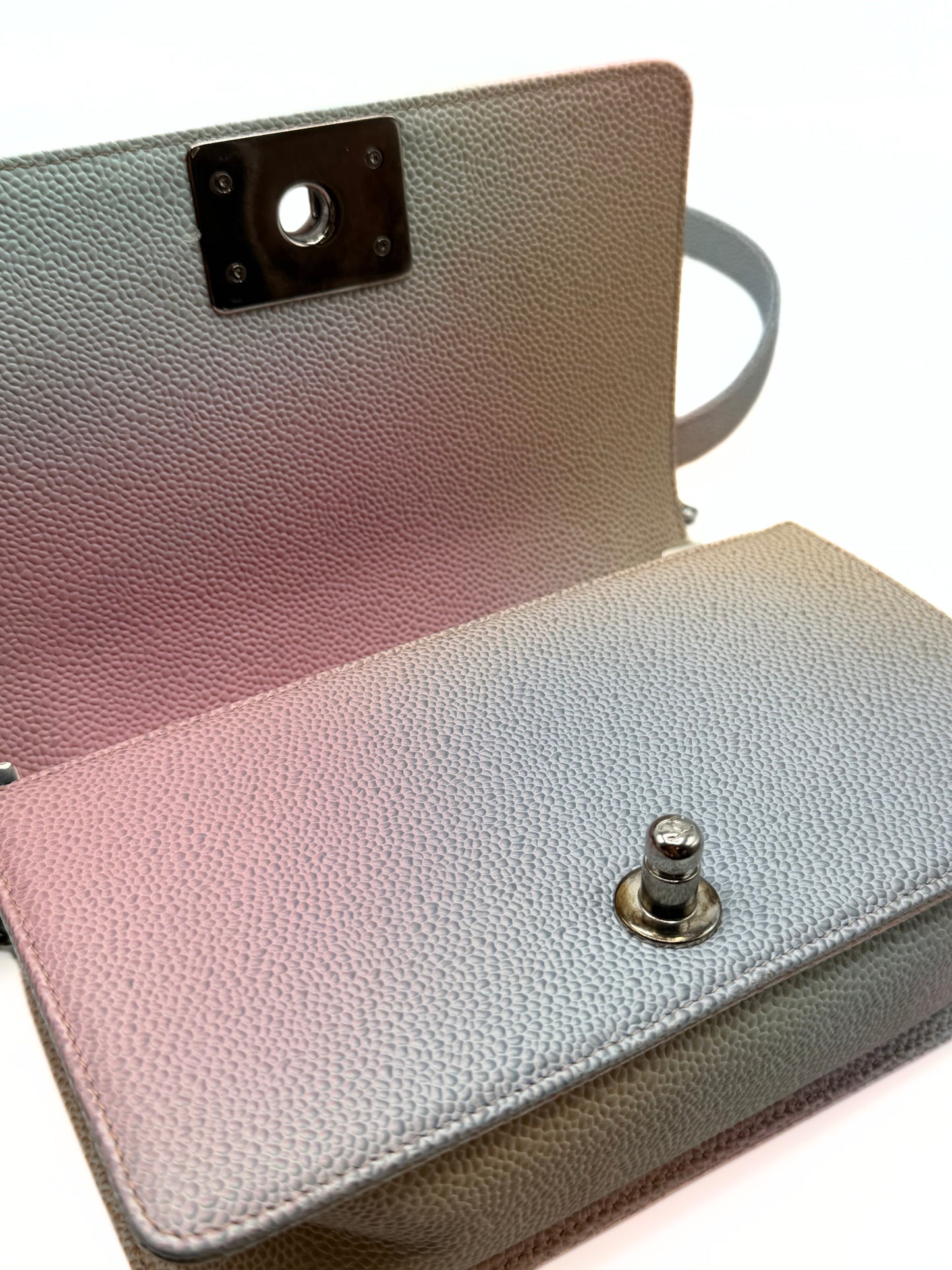 CHANEL | Small Boy Rainbow Flap Bag Caviar Silver Hardware