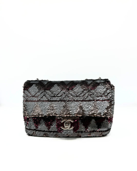 CHANEL | Sequin Geometric Print Flap Bag