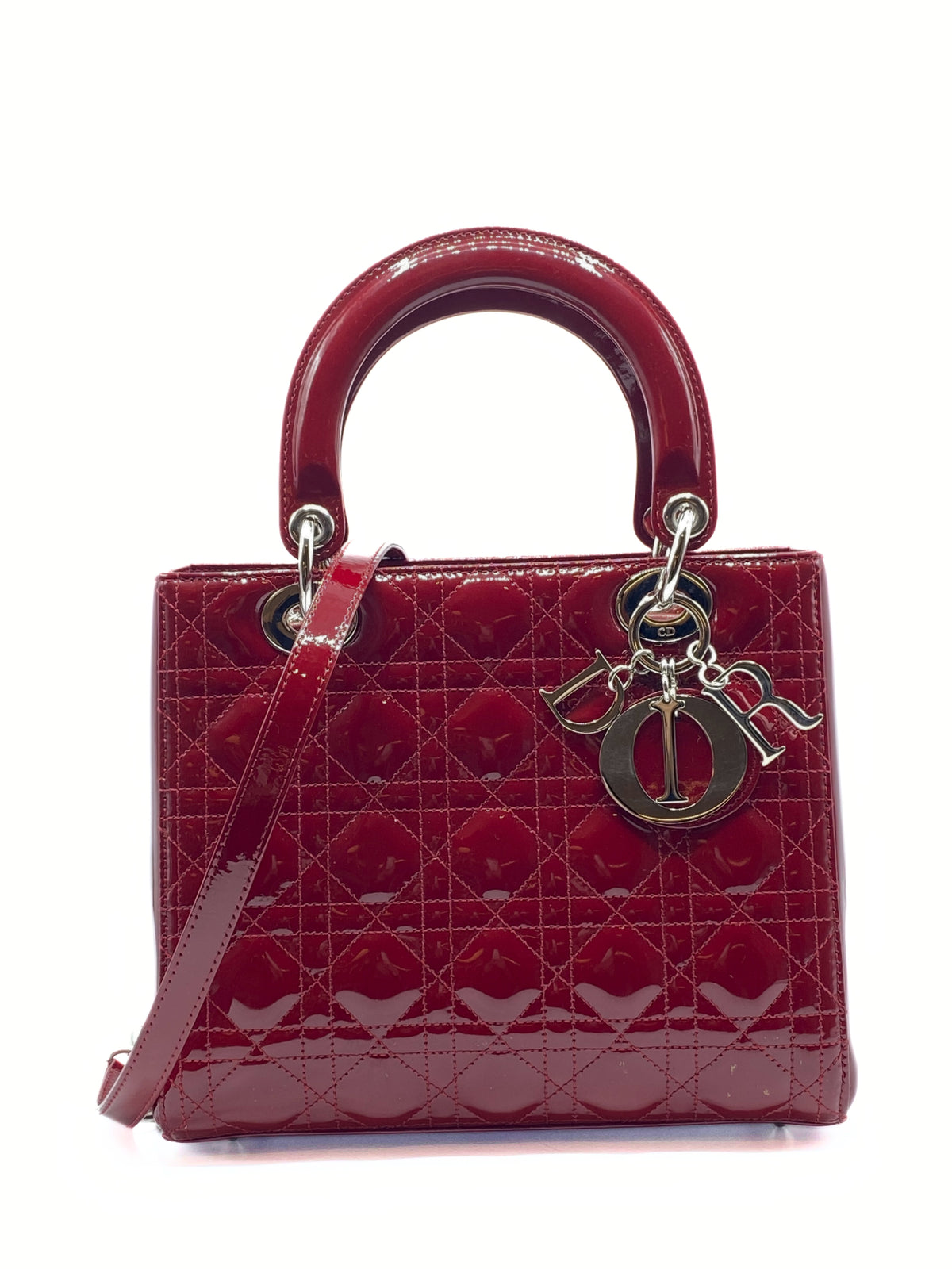 DIOR | Lady Dior Medium Bordeaux Pattent Leather