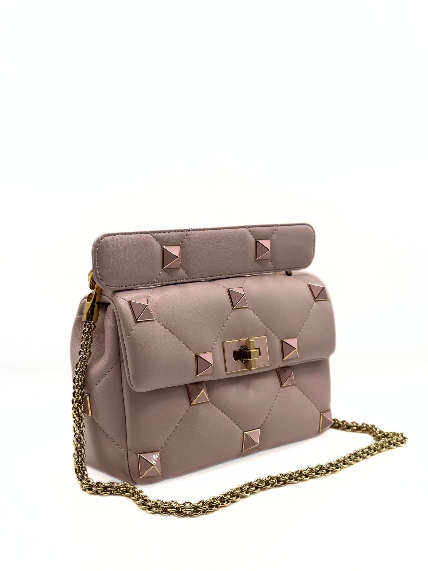 VALENTINO | Nappa Enamel Medium Roman Stud Shoulder Bag