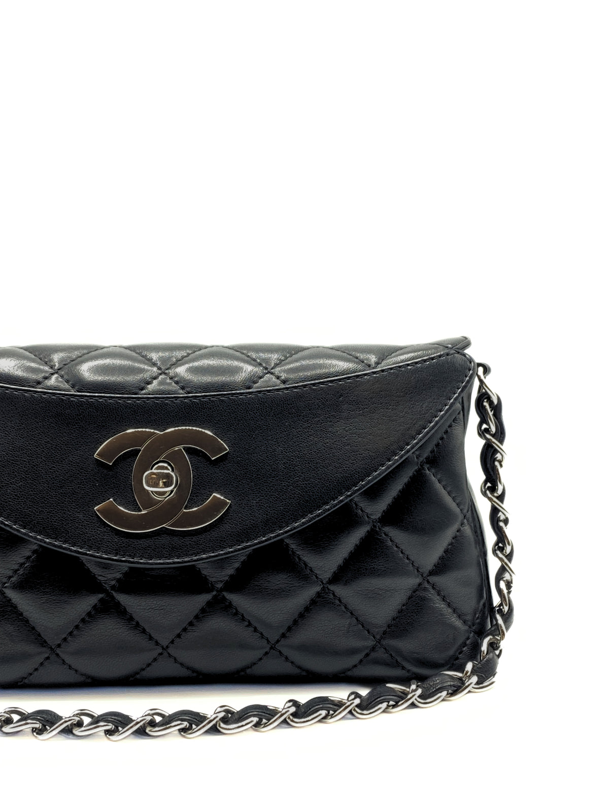 CHANEL | Black Crescent Shoulder Chain Bag