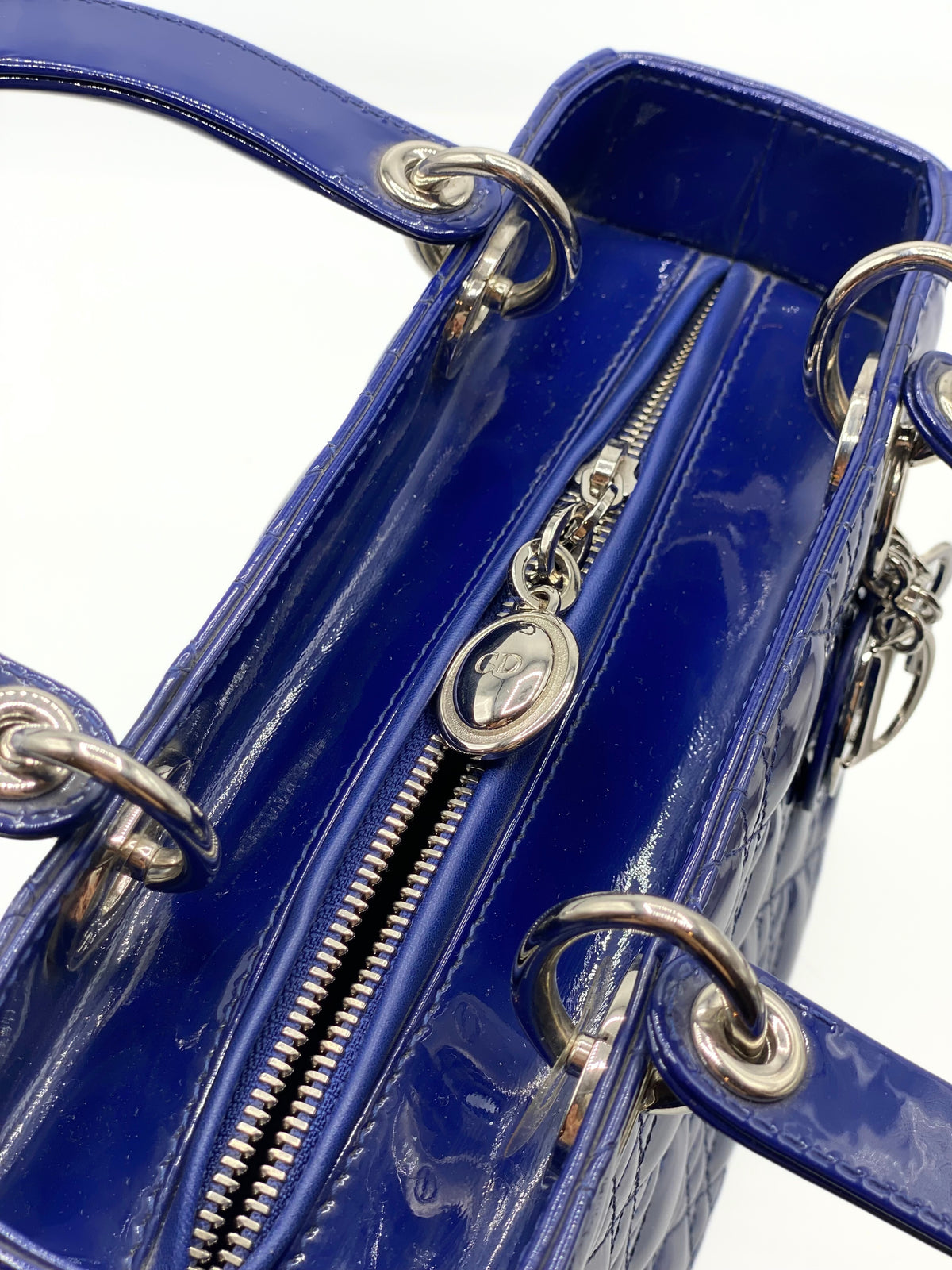 DIOR | Lady Dior Medium Blue Pattent Leather