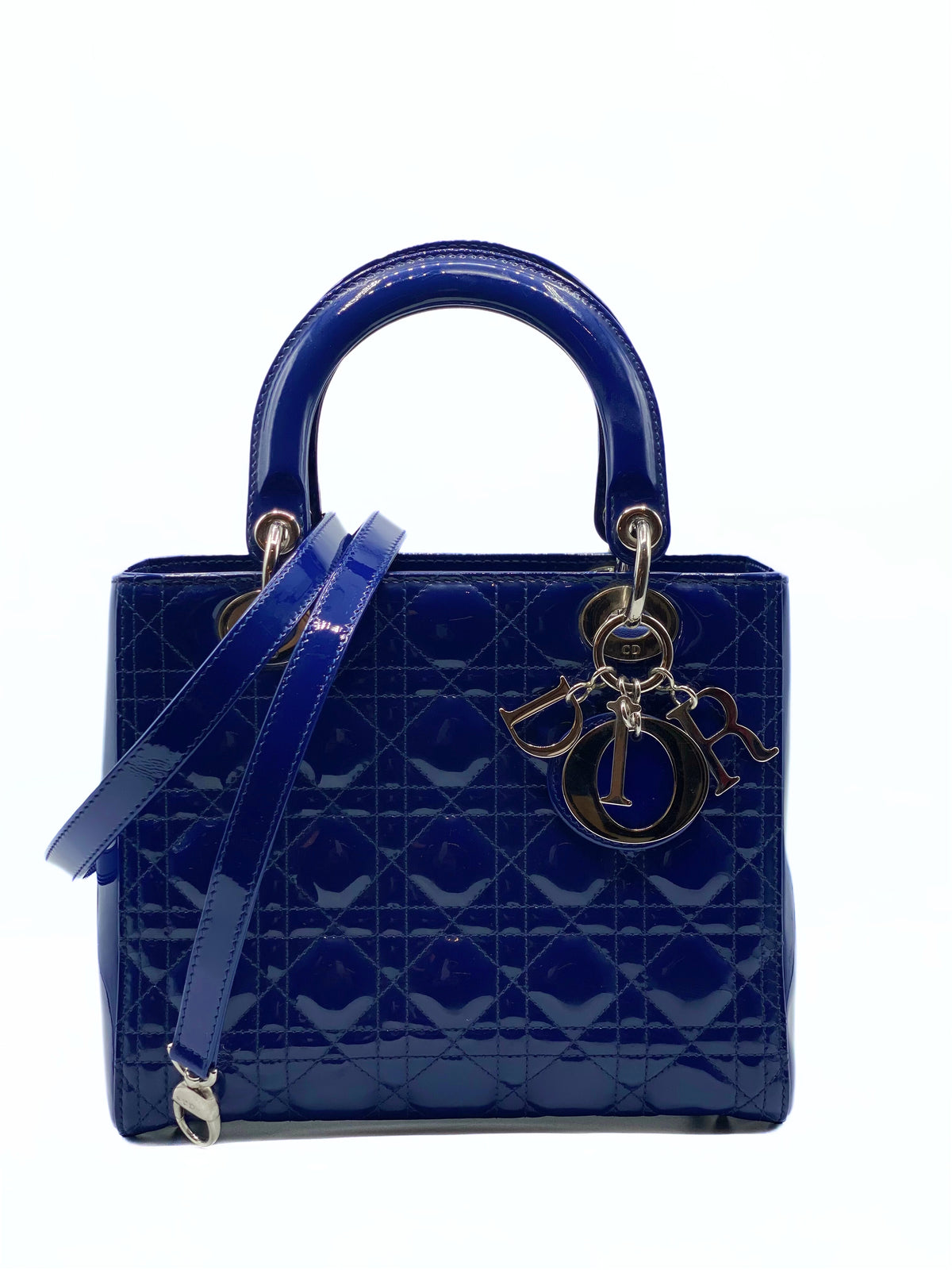 DIOR | Lady Dior Medium Blue Pattent Leather