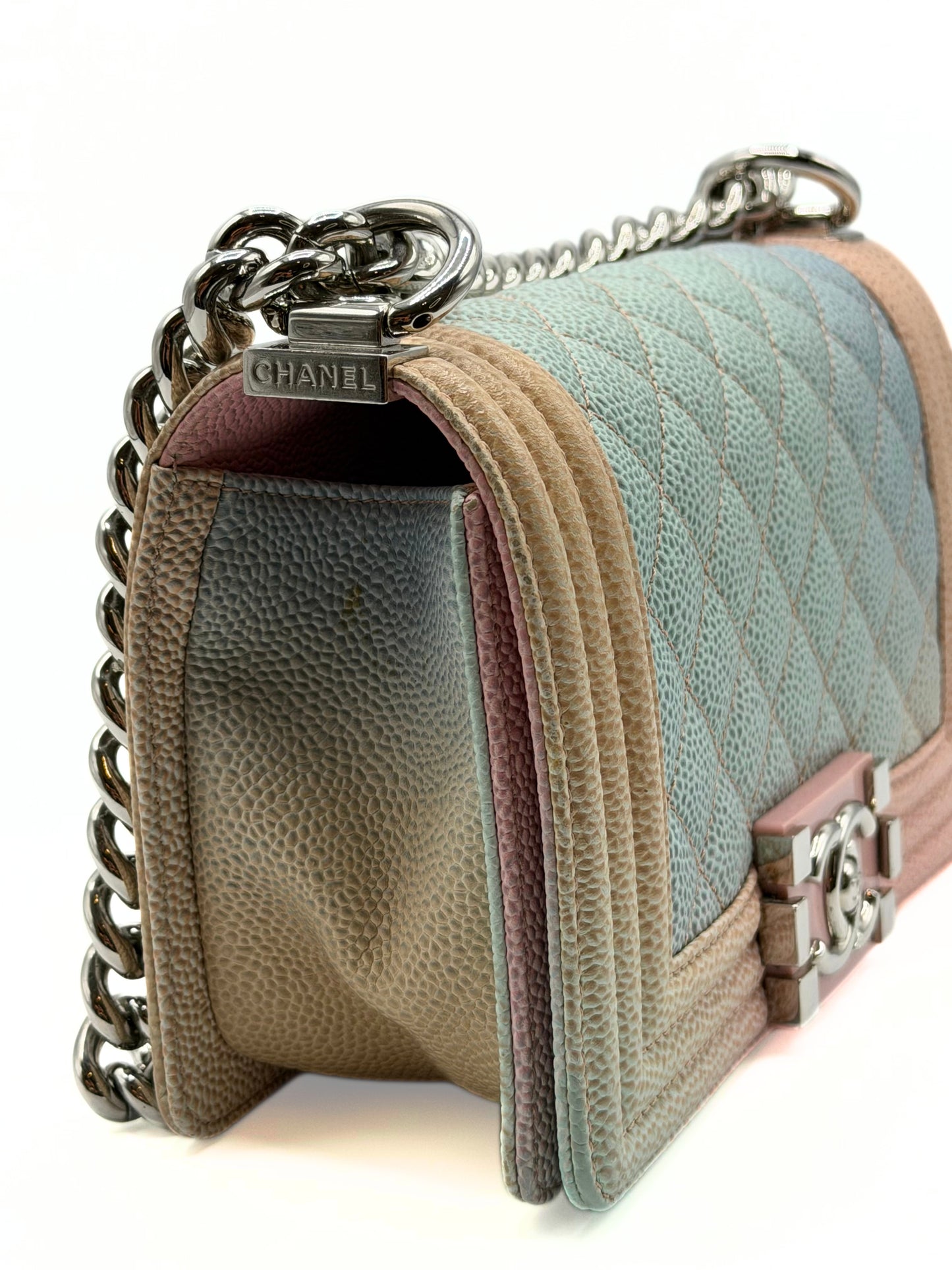 CHANEL | Small Boy Rainbow Flap Bag Caviar Silver Hardware