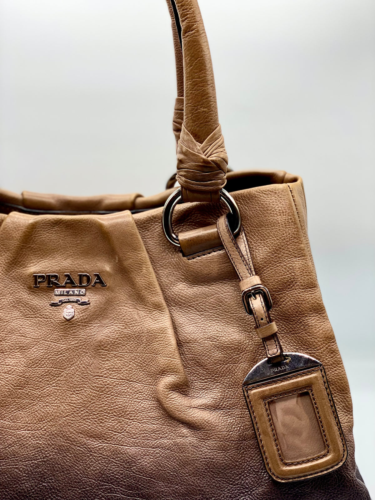 PRADA |  Shoulder Bag In Ombre Brown Leather