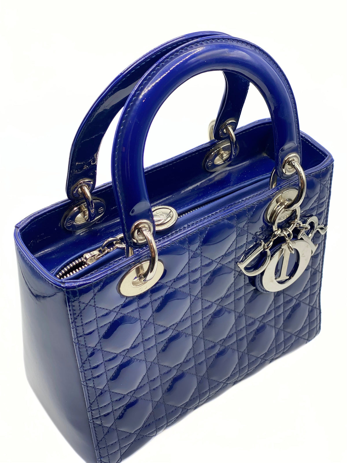 DIOR | Lady Dior Medium Blue Pattent Leather
