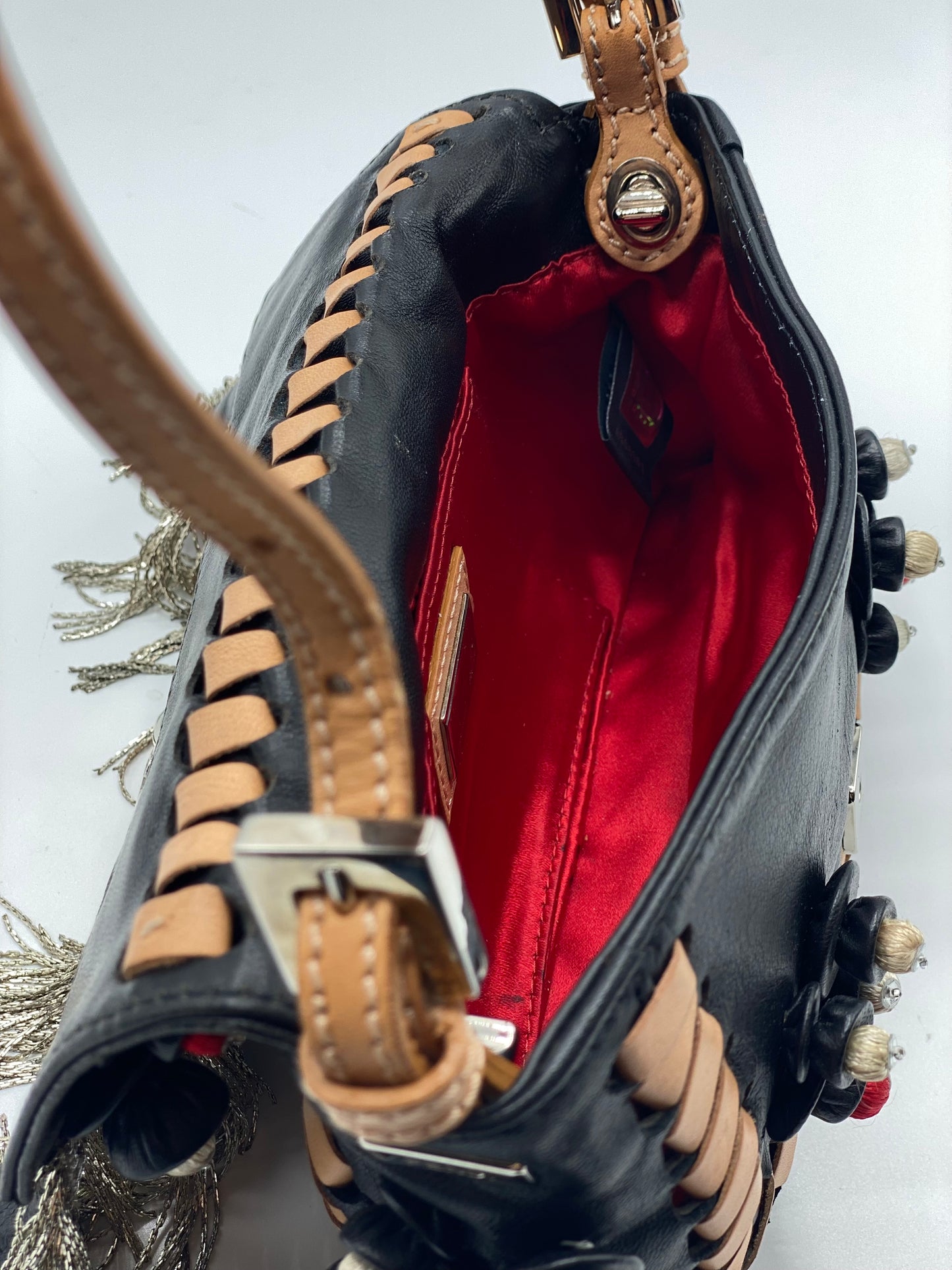 FENDI | Baguette Black Embellished Micro