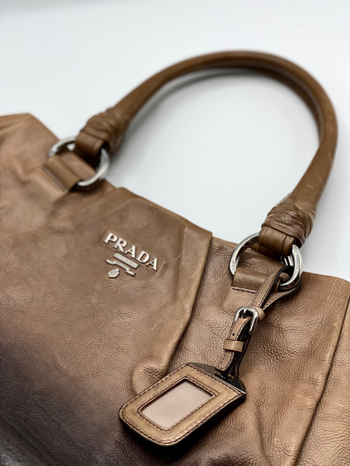 PRADA |  Shoulder Bag In Ombre Brown Leather