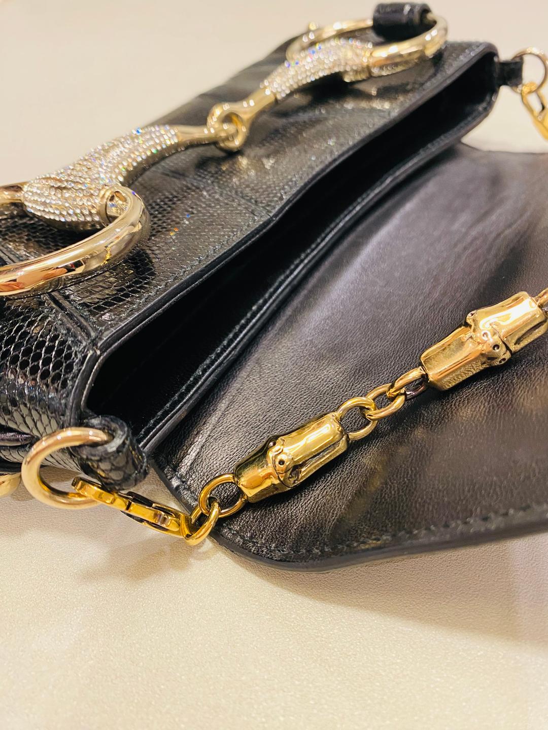 GUCCI | Horsebit Exotic Black Lizard Skin
