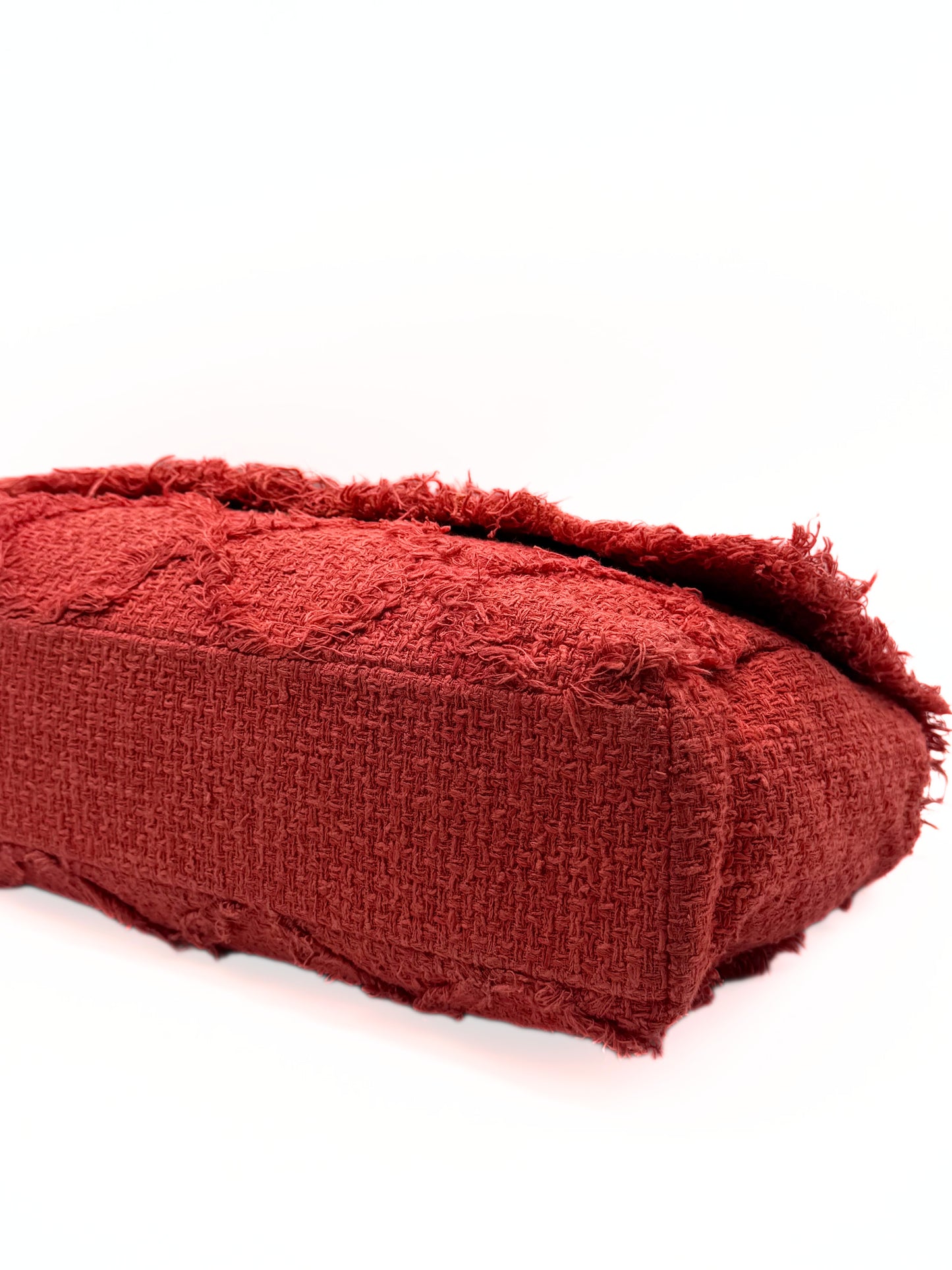 CHANEL | Red Diamond Stitch Tweed Maxi "Nature Flap" Bag