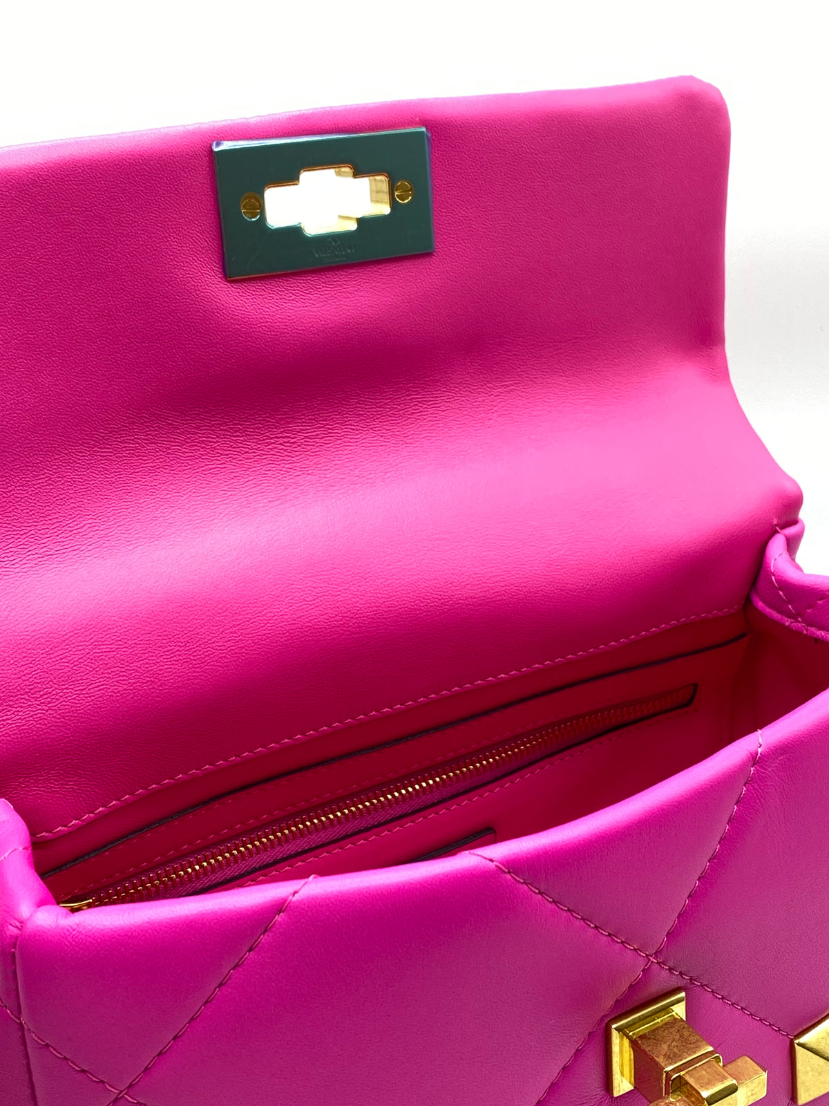 VALENTINO | Medium Fuchsia  Bag Roman Stud In Nappa Leather