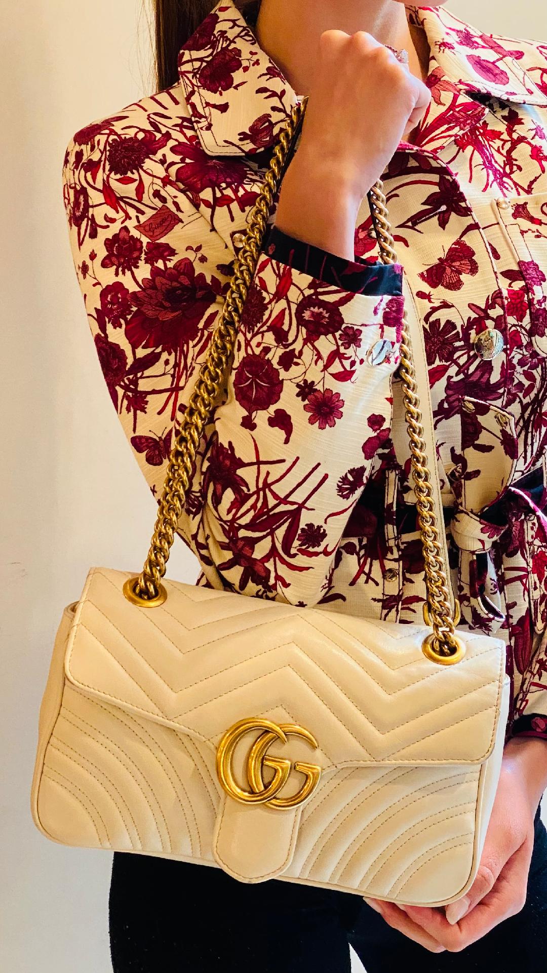 Beige gucci marmont online bag