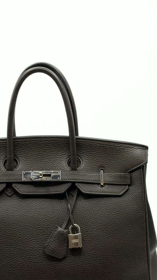 Hermès| Birkin 35 Graphite Clémence Palladium Hardware