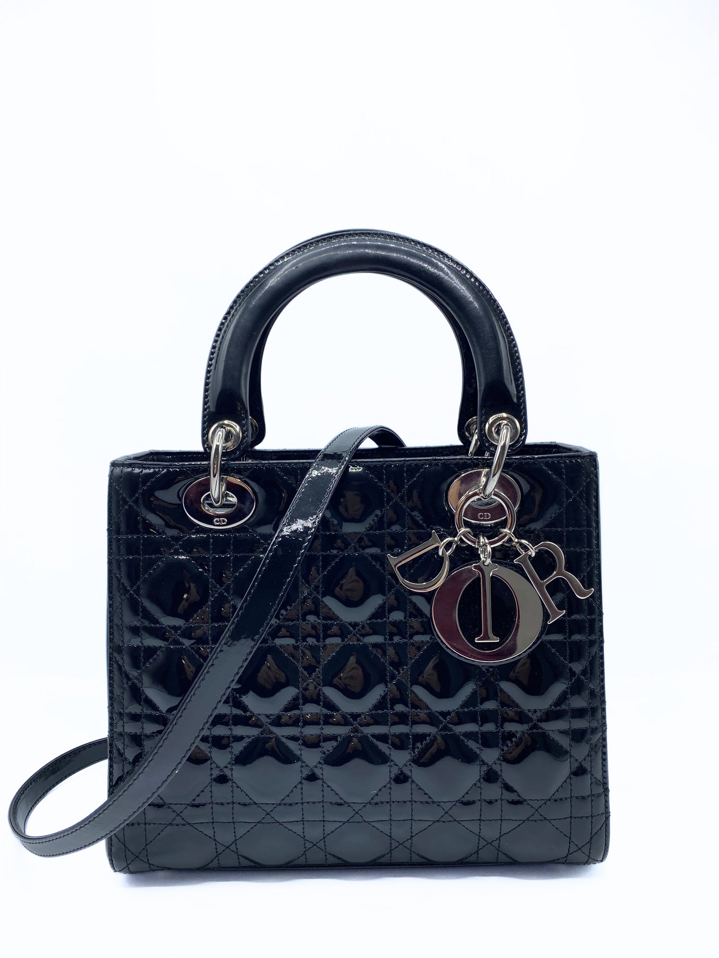 DIOR | Lady Dior Medium Black Pattent Leather