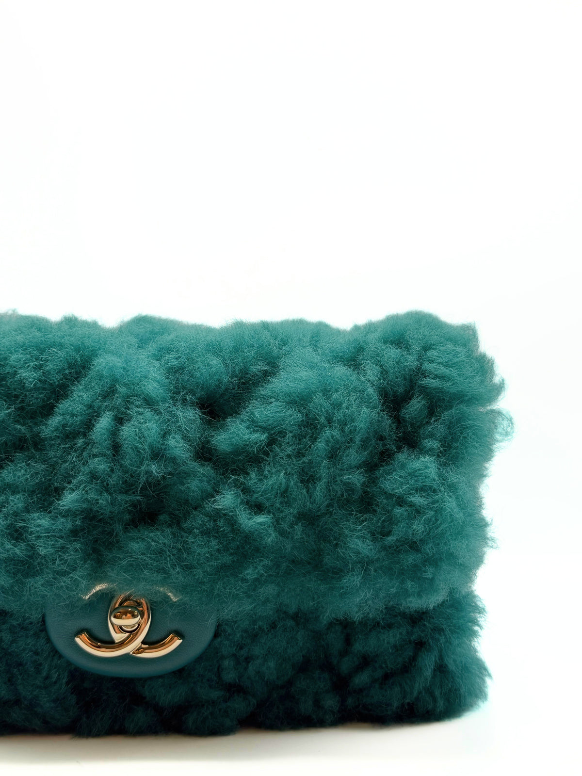 CHANEL | CHANEL SINGLE FLAP GREEN SHEARLING