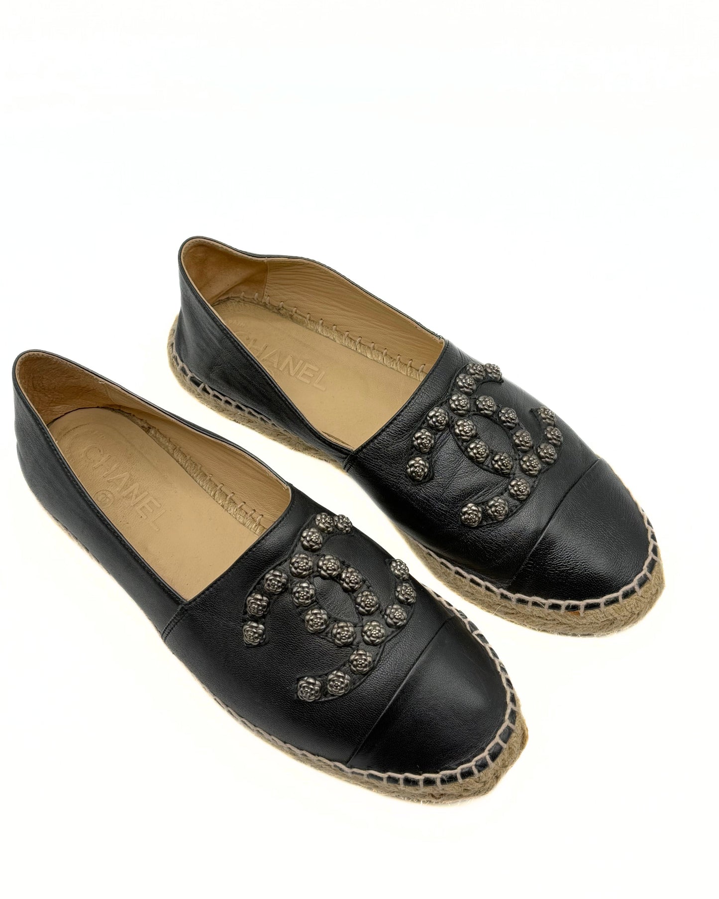 CHANEL | Black Espadrille Beaded CC Logo