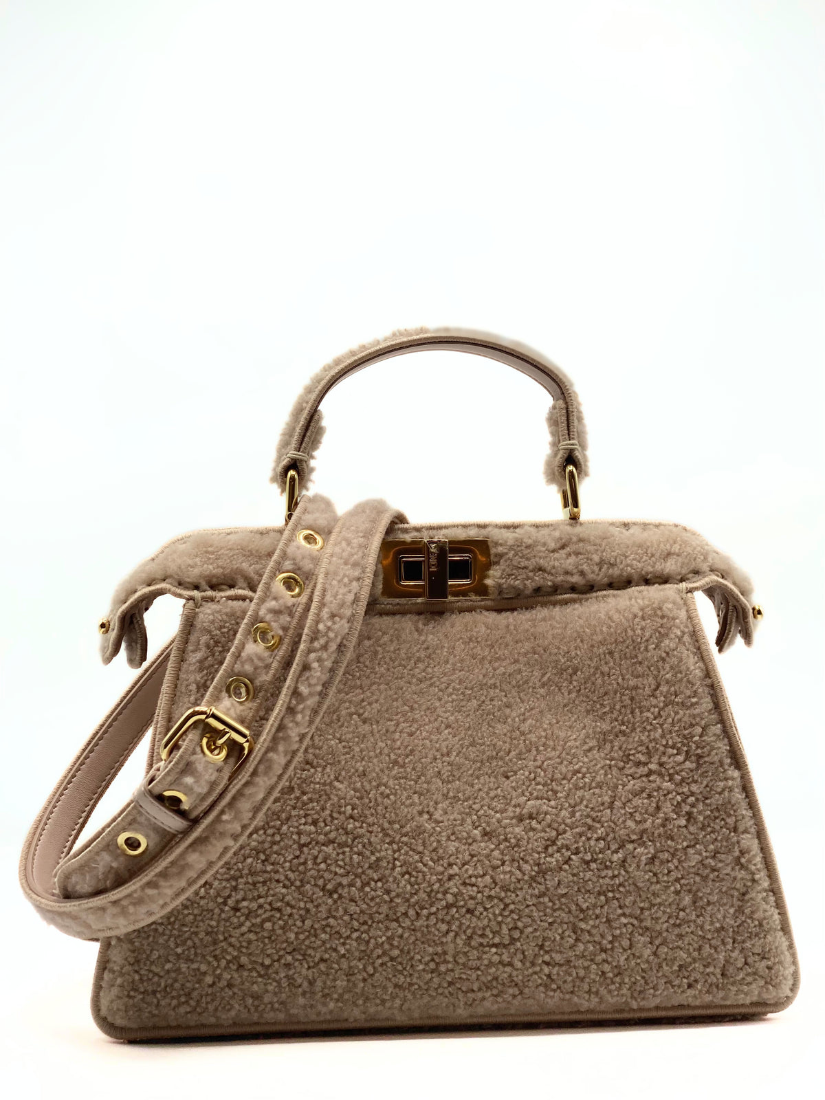 FENDI | Peekaboo Selleria Small Sheepskin Beige