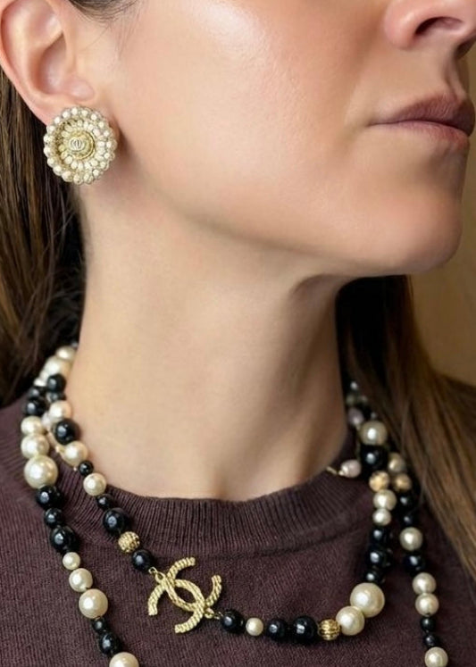 CHANEL | CC Logo Pearl Clip Earrings