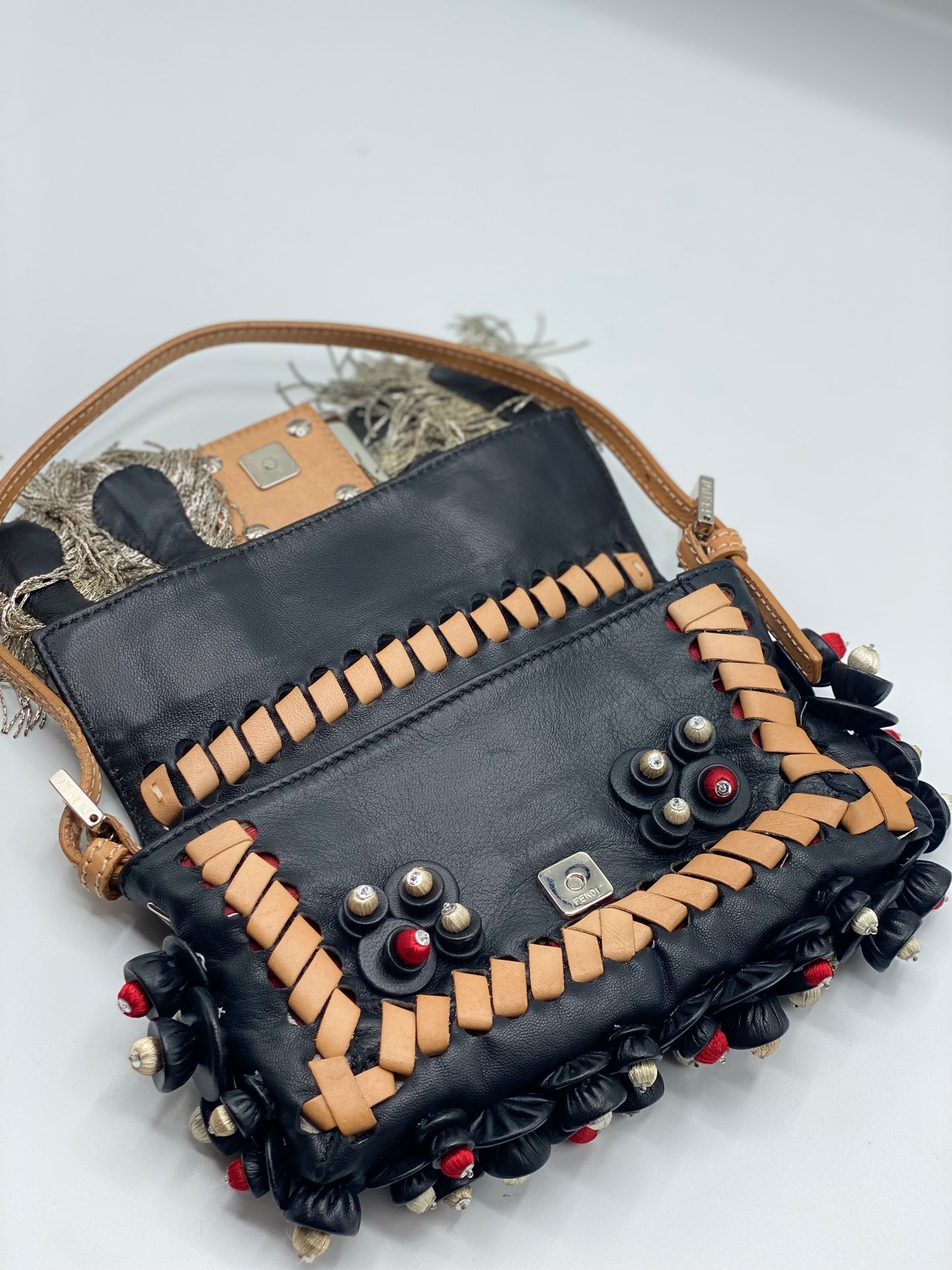 FENDI | Baguette Black Embellished Micro