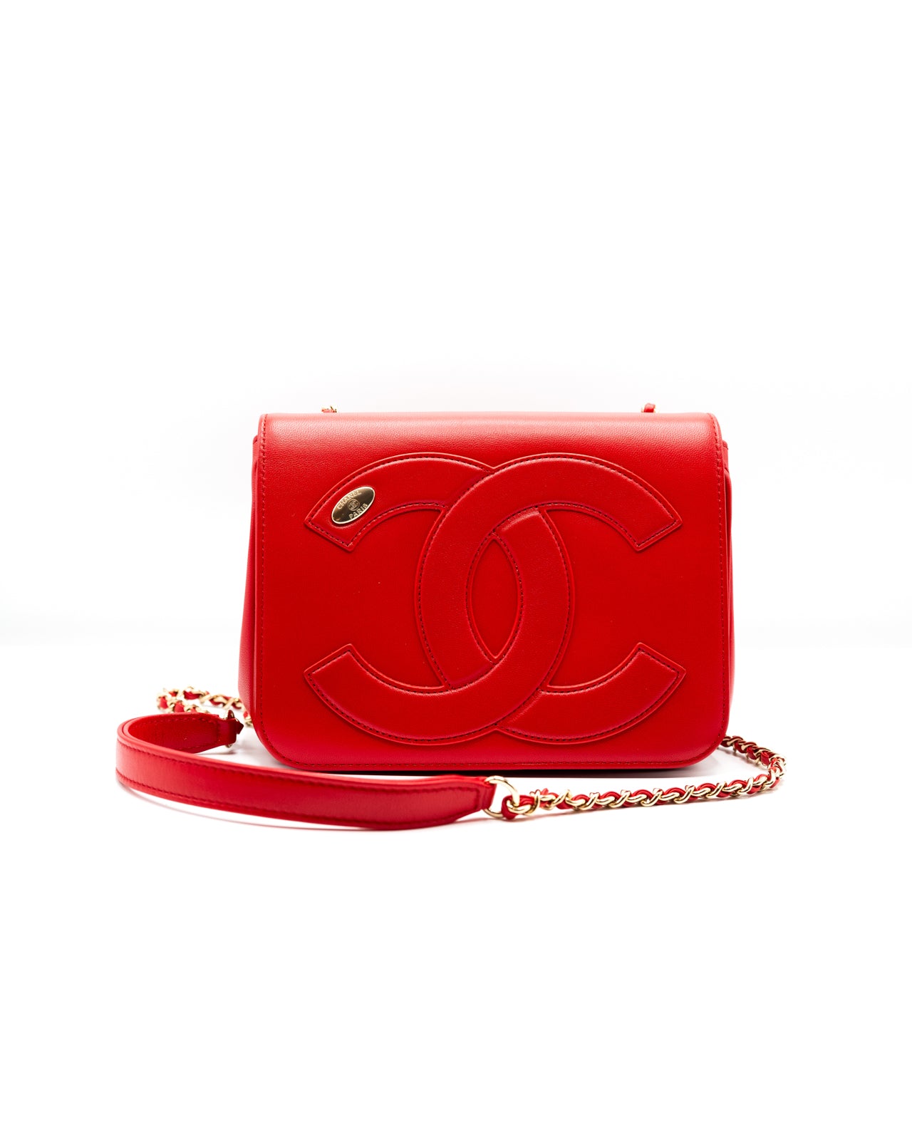 CHANEL |  Red Leather CC Mania Flap Shoulder Bag