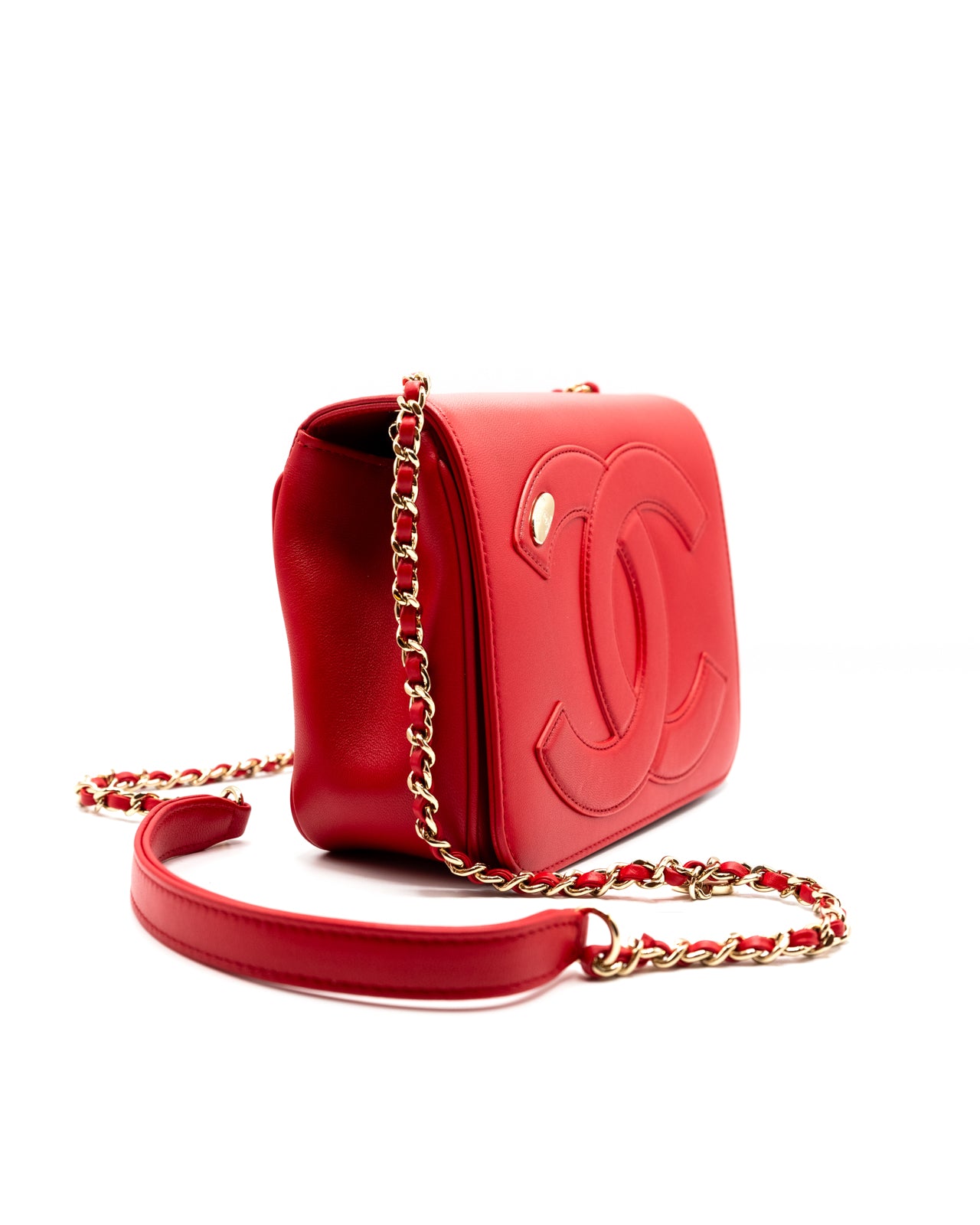 CHANEL |  Red Leather CC Mania Flap Shoulder Bag
