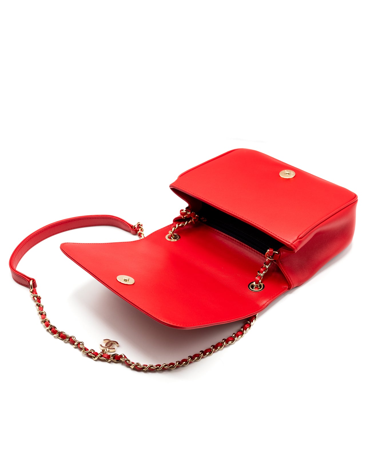 CHANEL |  Red Leather CC Mania Flap Shoulder Bag