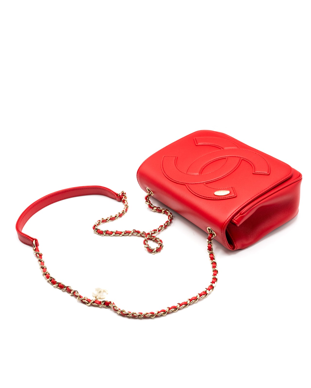 CHANEL |  Red Leather CC Mania Flap Shoulder Bag