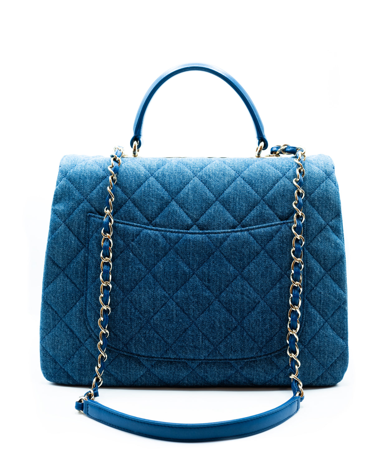 CHANEL | Blue Quilted Denim Large Trendy Bag