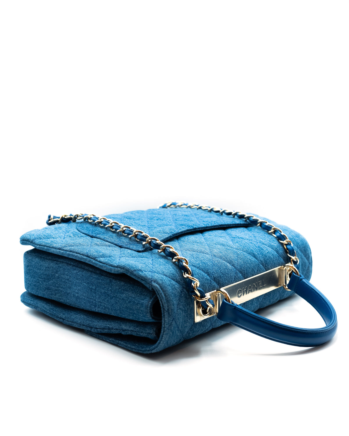 CHANEL | Blue Quilted Denim Large Trendy Bag