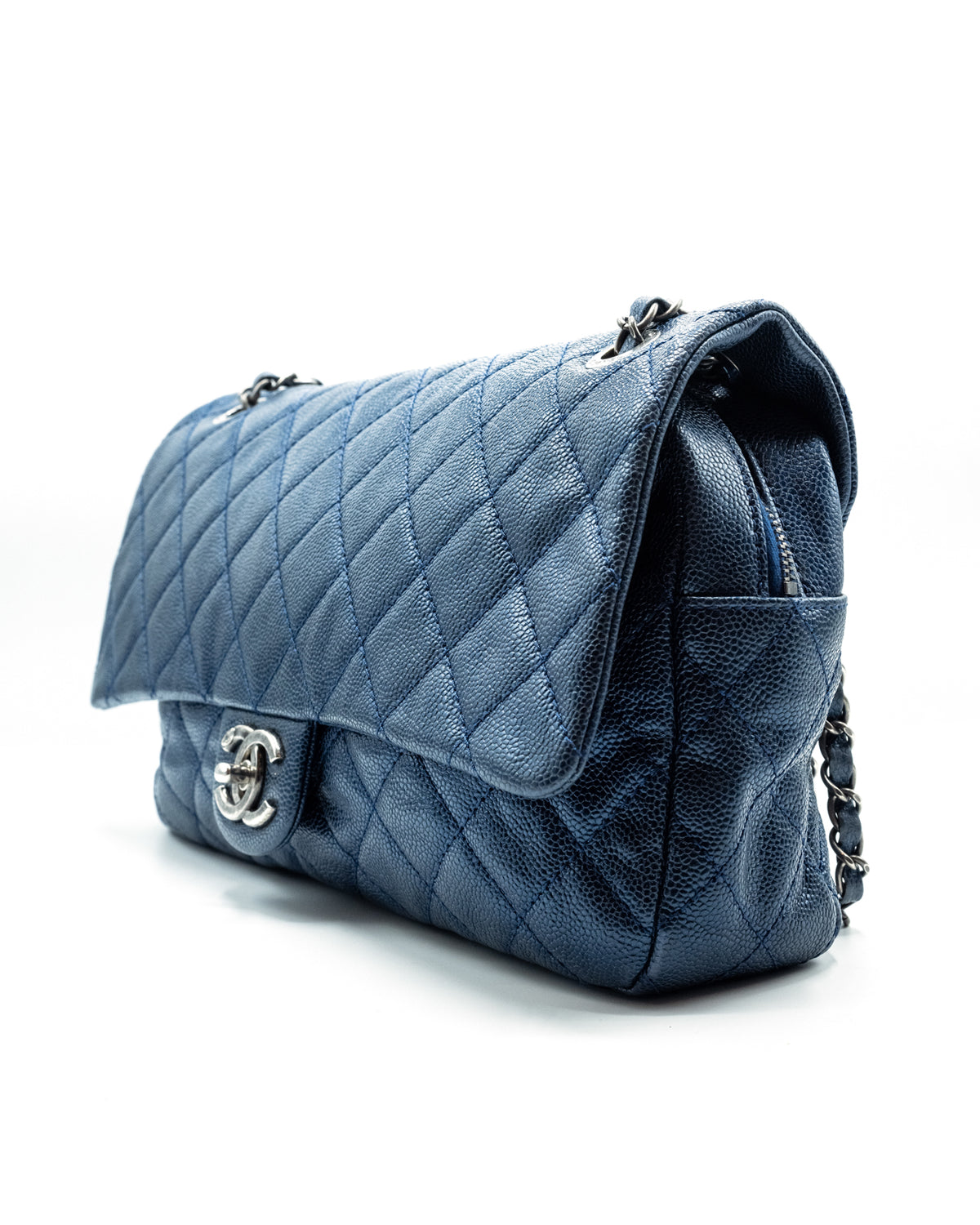 CHANEL | Jumbo Easy Caviar Metallic Blu